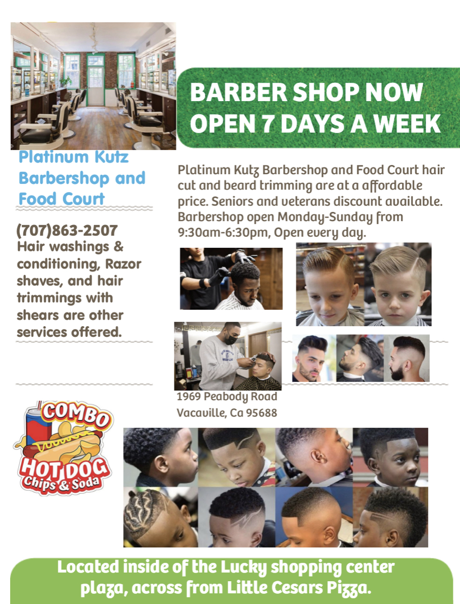 Platinum Kutz Barber Shop & Food Court | 1969 Peabody Rd Ste #2, Vacaville, CA 95687 | Phone: (707) 863-2507