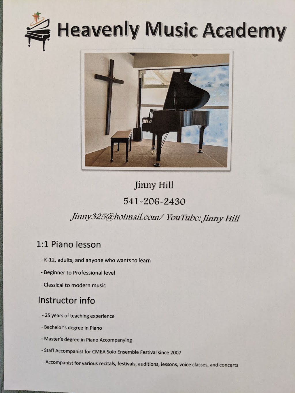 Heavenly Music Academy- Piano & Voice lessons | 1541 Palos Verdes Mall, Walnut Creek, CA 94597 | Phone: (541) 206-2430