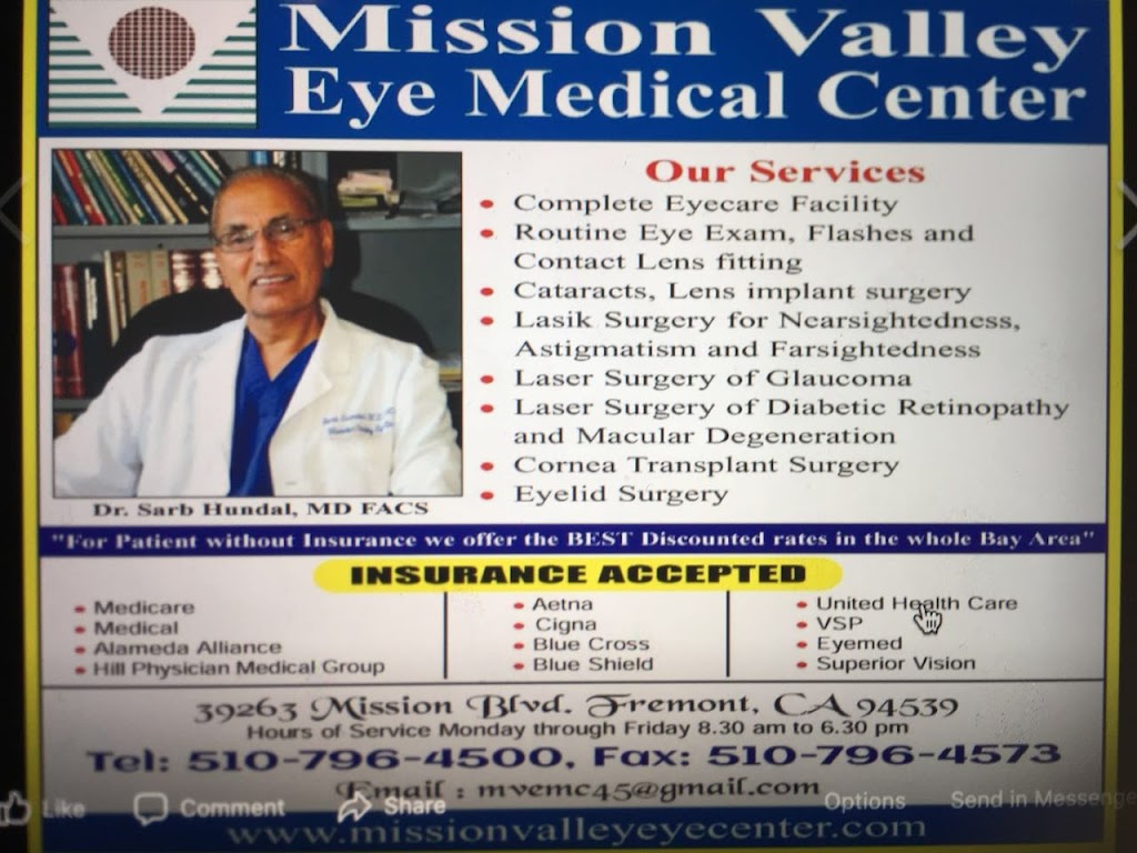 Mission Valley Eye Medical Center | 39263 Mission Blvd, Fremont, CA 94539 | Phone: (510) 796-4500