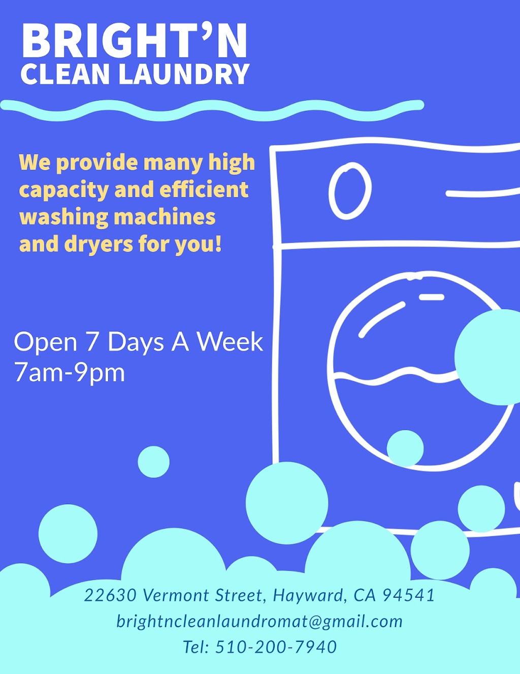 Brightn Clean Laundry Center | 22630 Vermont St, Hayward, CA 94541 | Phone: (510) 200-7940