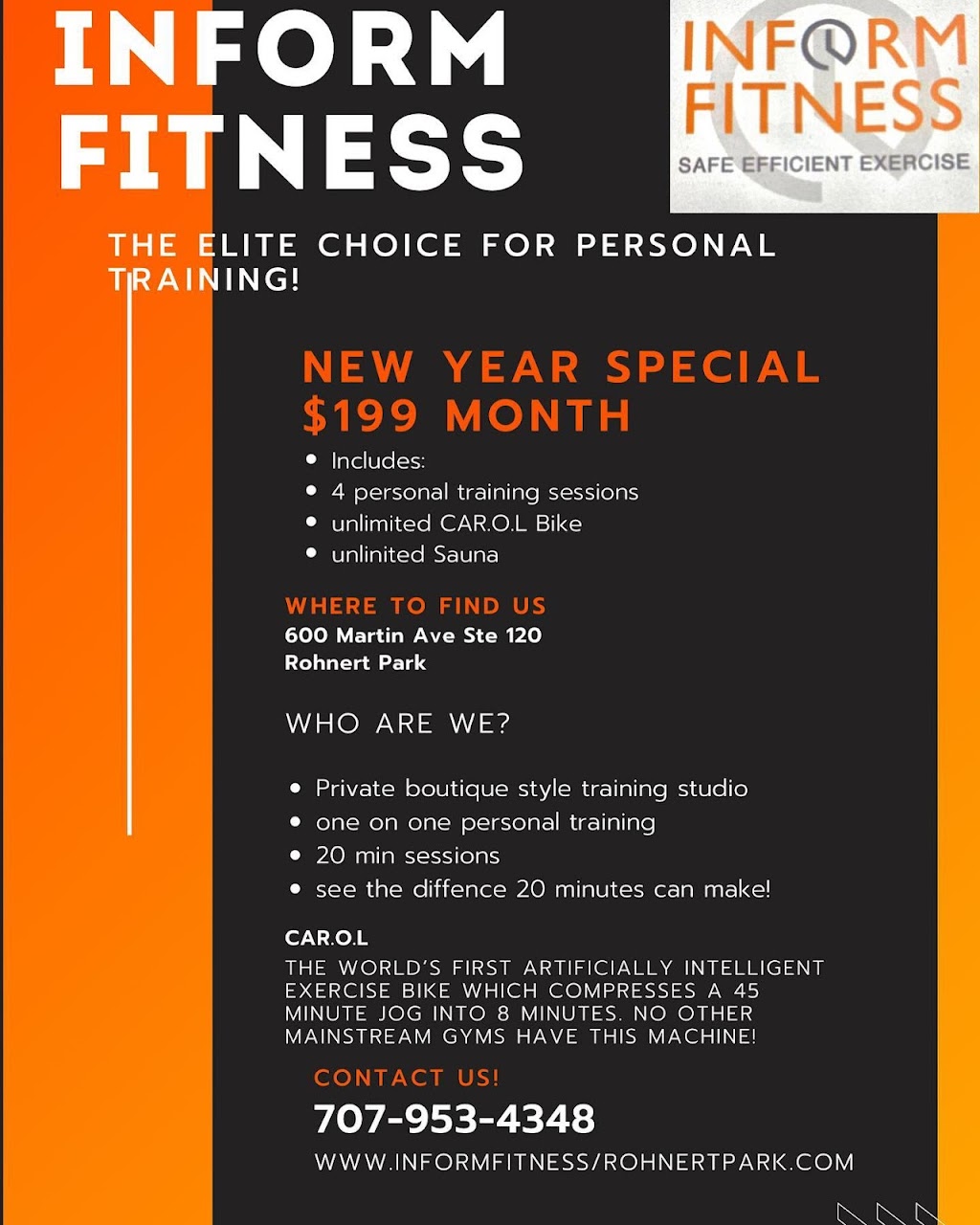 InForm Fitness Of Northern California | 600 Martin Ave Suite 120, Rohnert Park, CA 94928 | Phone: (707) 953-4348