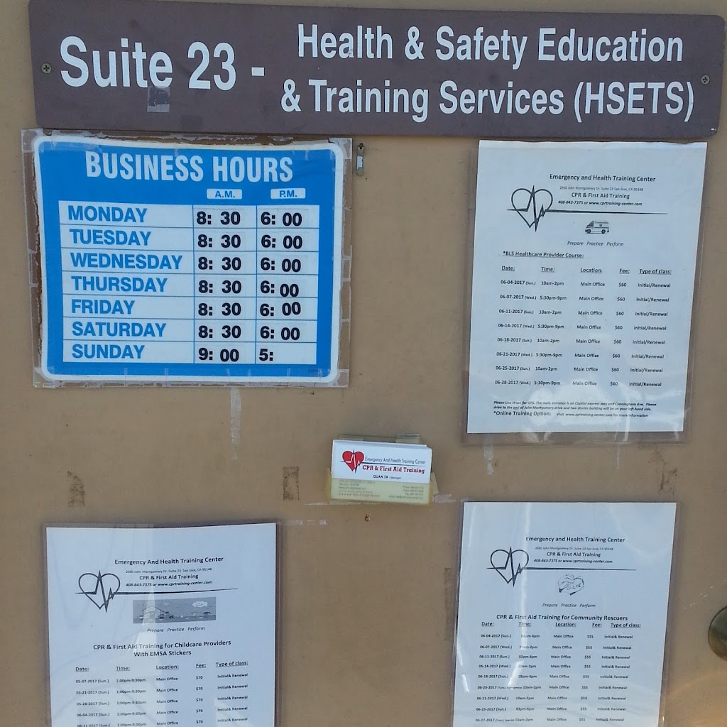 Emergency and Health Training Center | 2660 John Montgomery Dr #6, San Jose, CA 95148 | Phone: (408) 843-7375