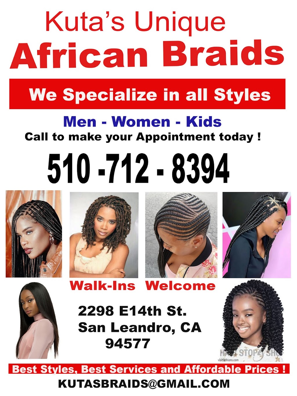 Kutas Unique African Braids | 2298 E 14th St, San Leandro, CA 94577 | Phone: (510) 712-8394