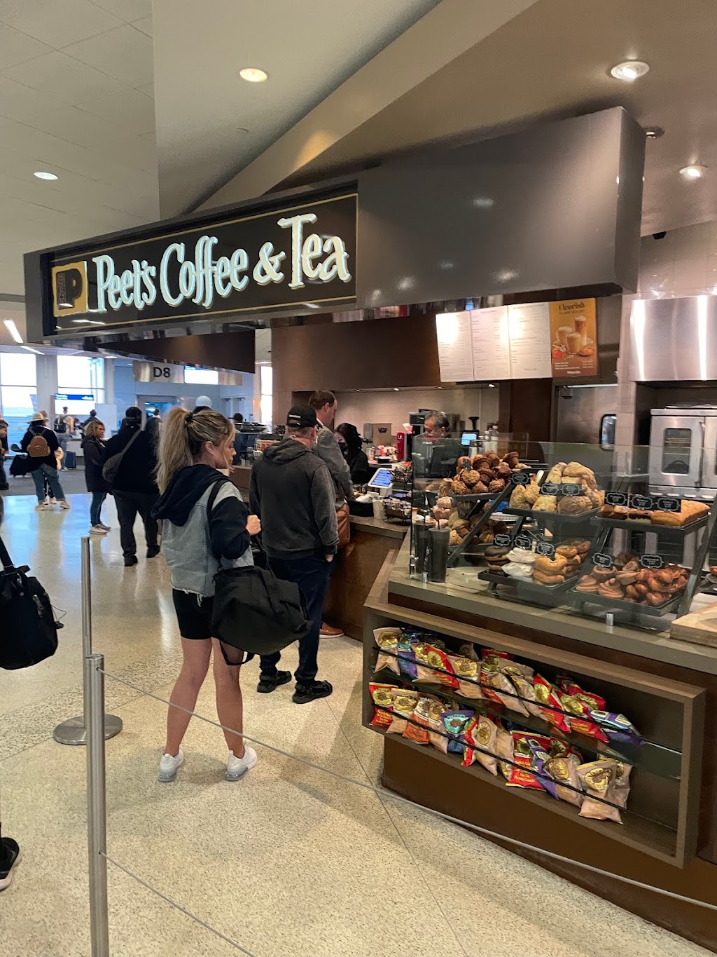 Peets Coffee - Gate 8 | San Francisco International Airport Terminal 2 - Departure Level - Inside Security near Gate 54 100 Upper International Loop, San Francisco, CA 94128 | Phone: (650) 821-9197